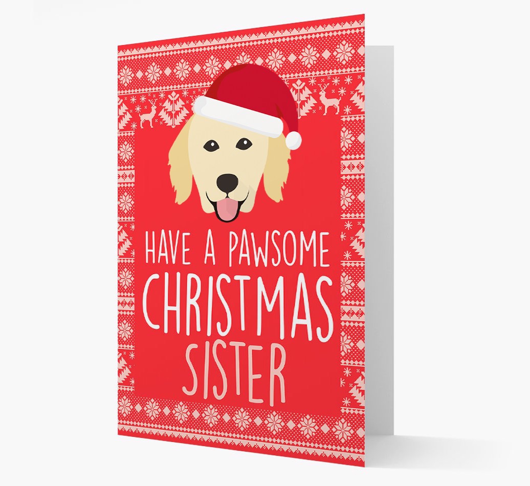 'Have a Pawsome Christmas Sister' Card with {breedFullName} Icon - front of card