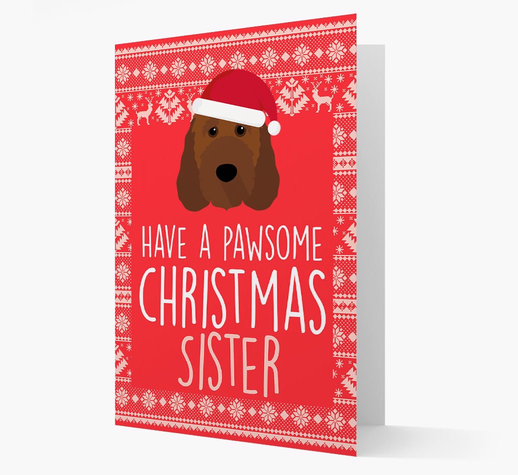 'Have a Pawsome Christmas Sister' Card with {breedFullName} Icon - front of card