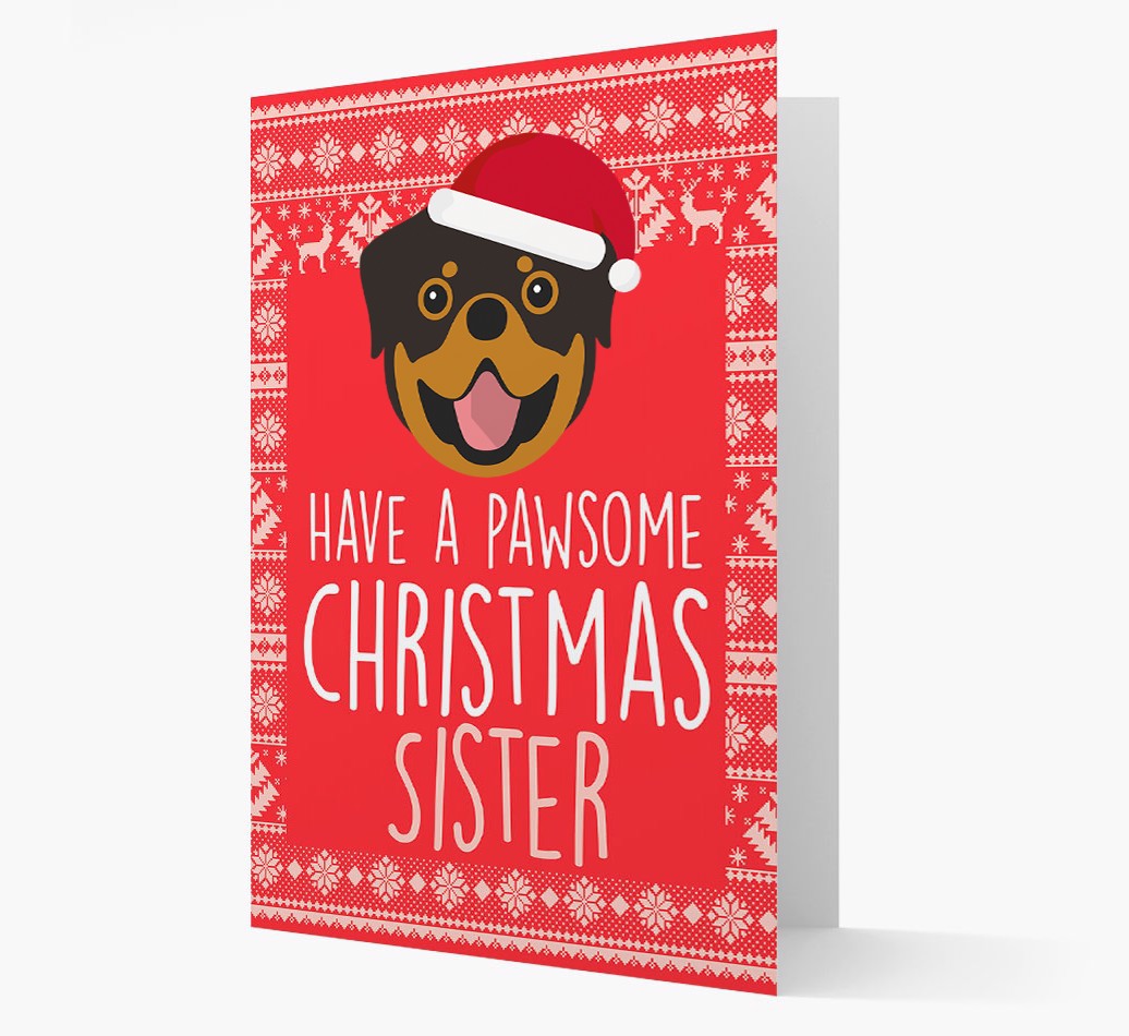 'Have a Pawsome Christmas Sister' Card with {breedFullName} Icon - front of card