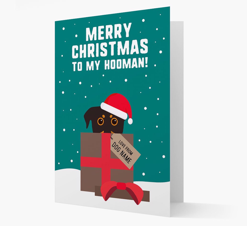 'Merry Christmas to my Hooman' - Personalised {breedFullName} Christmas Card Front