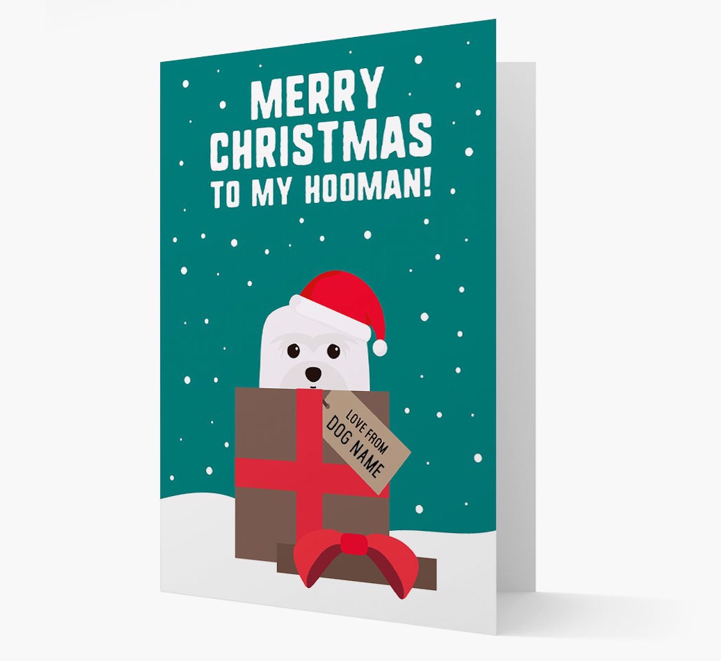 'Merry Christmas to my Hooman' - Personalised {breedFullName} Christmas Card Front
