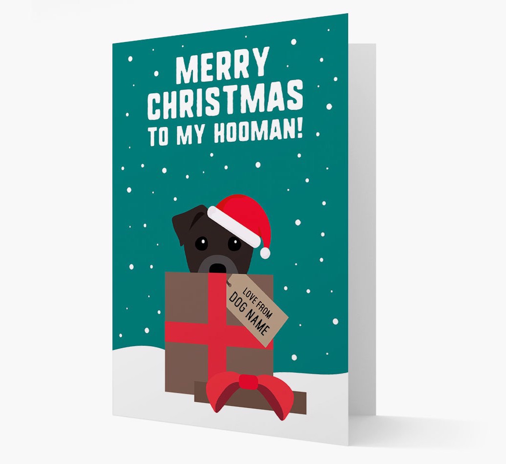 'Merry Christmas to my Hooman' - Personalized {breedFullName} Christmas Card Front