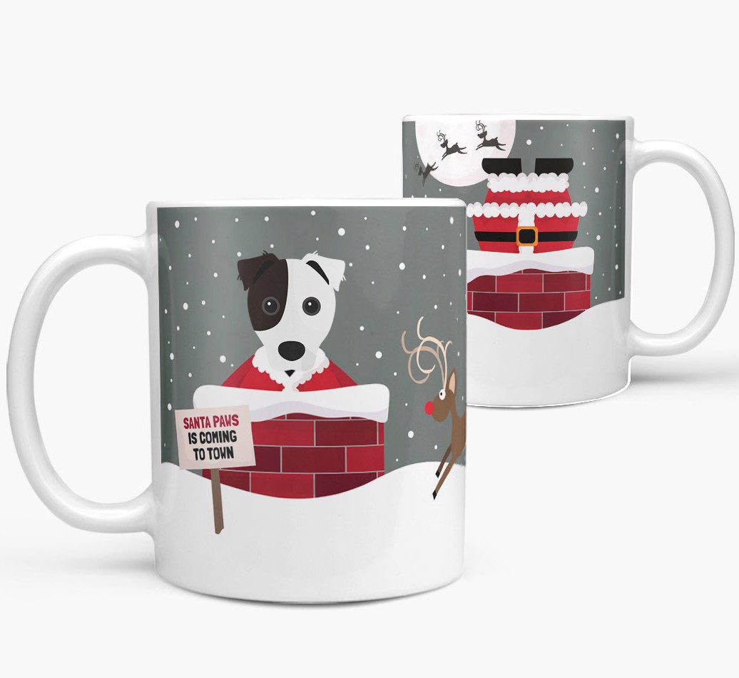 'Santa Paws' Mug with {breedFullName} Icon both views