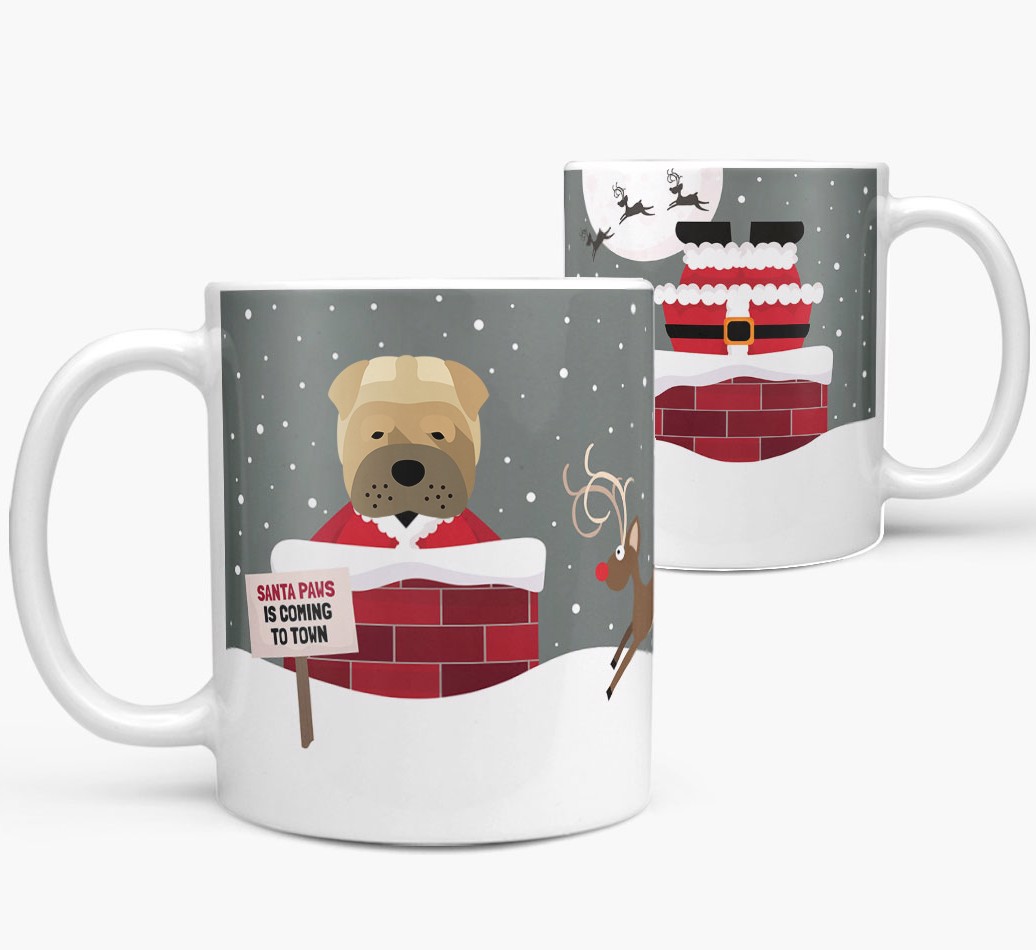 'Santa Paws' Mug with {breedFullName} Icon both views