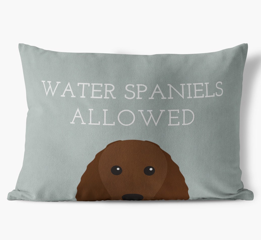 Dogs Allowed: Personalized {breedFullName} Soft Touch Pillow front view