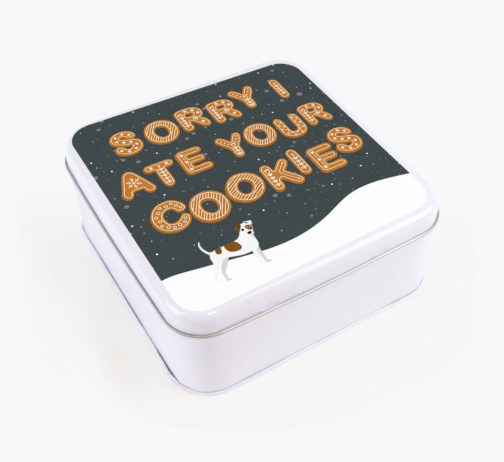 'Sorry I Ate Your Cookies' - Personalised {breedFullName} Square Treat Tin