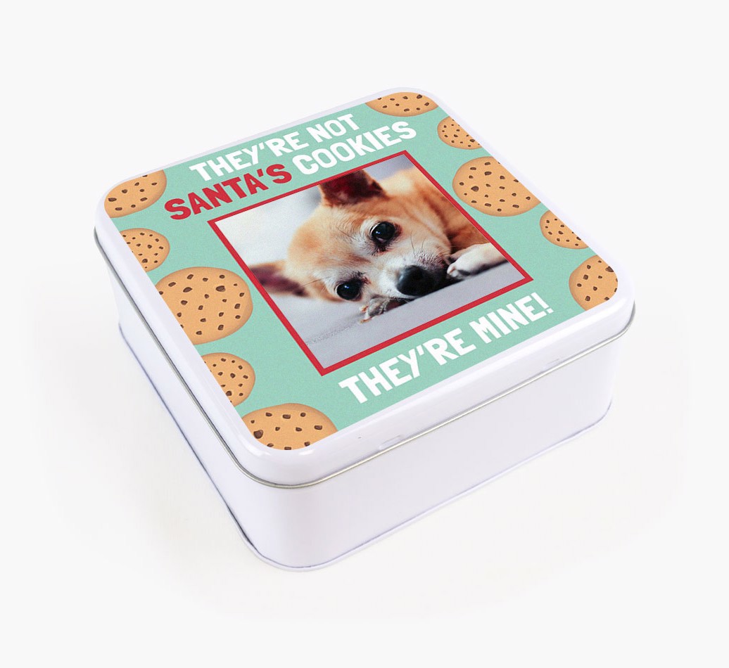 'Santa's Cookies' - Personalised {breedFullName} Square Treat Tin