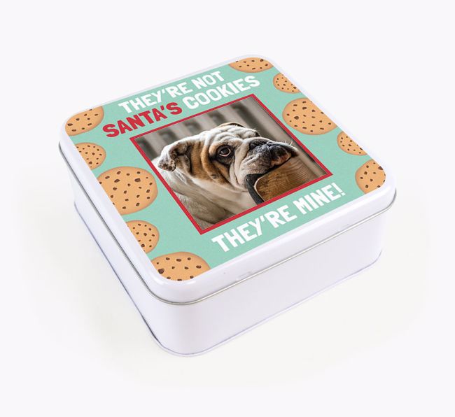 'Santa's Cookies' - Personalised {breedFullName} Square Treat Tin
