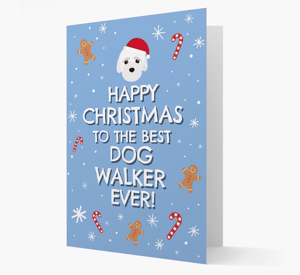 'Happy Christmas to the Best Dog Walker' - Personalised {breedFullName} Card front