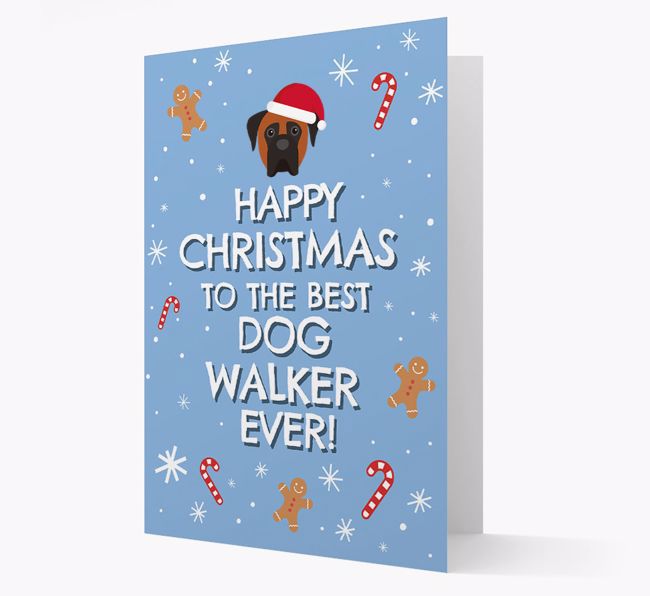 'Happy Christmas to the Best Dog Walker' - Personalized {breedFullName} Christmas Card