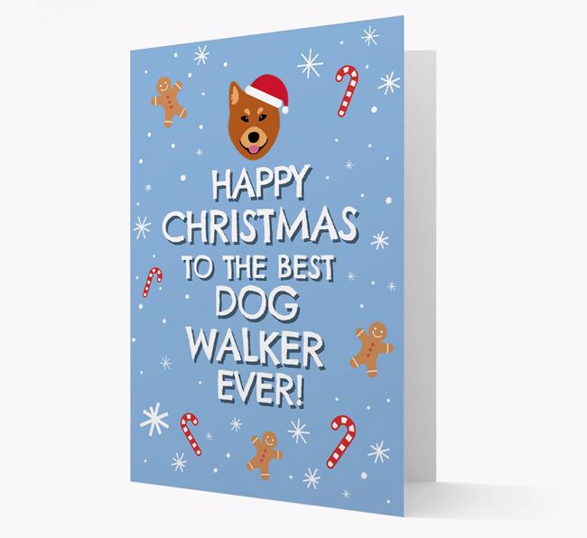 'Happy Christmas to the Best Dog Walker' - Personalized {breedFullName} Christmas Card