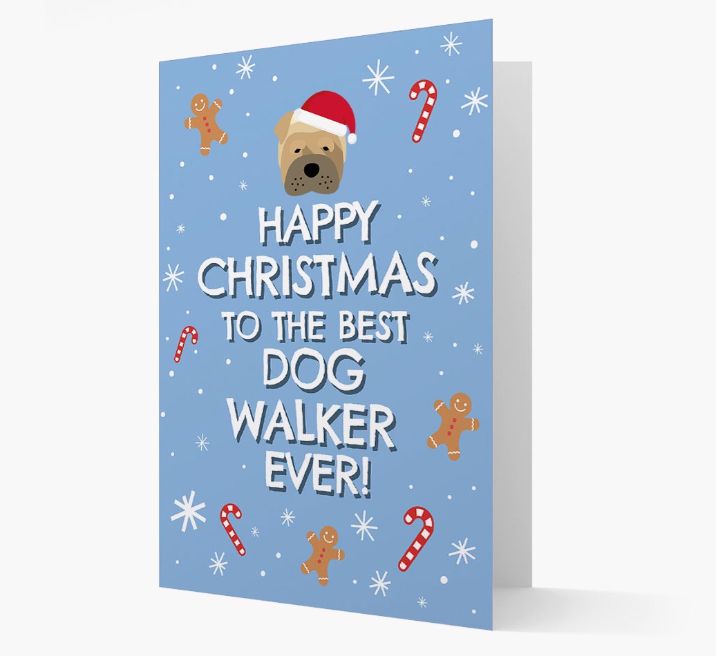 'Happy Christmas to the Best Dog Walker' - Personalized {breedFullName} Card front