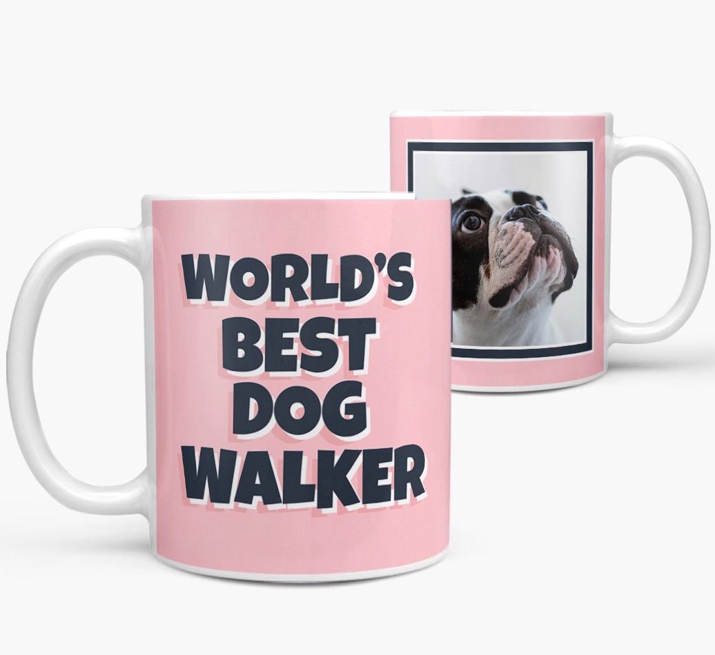 'World's Best Dog Walker' - {breedFullName} Photo Upload Mug - side view