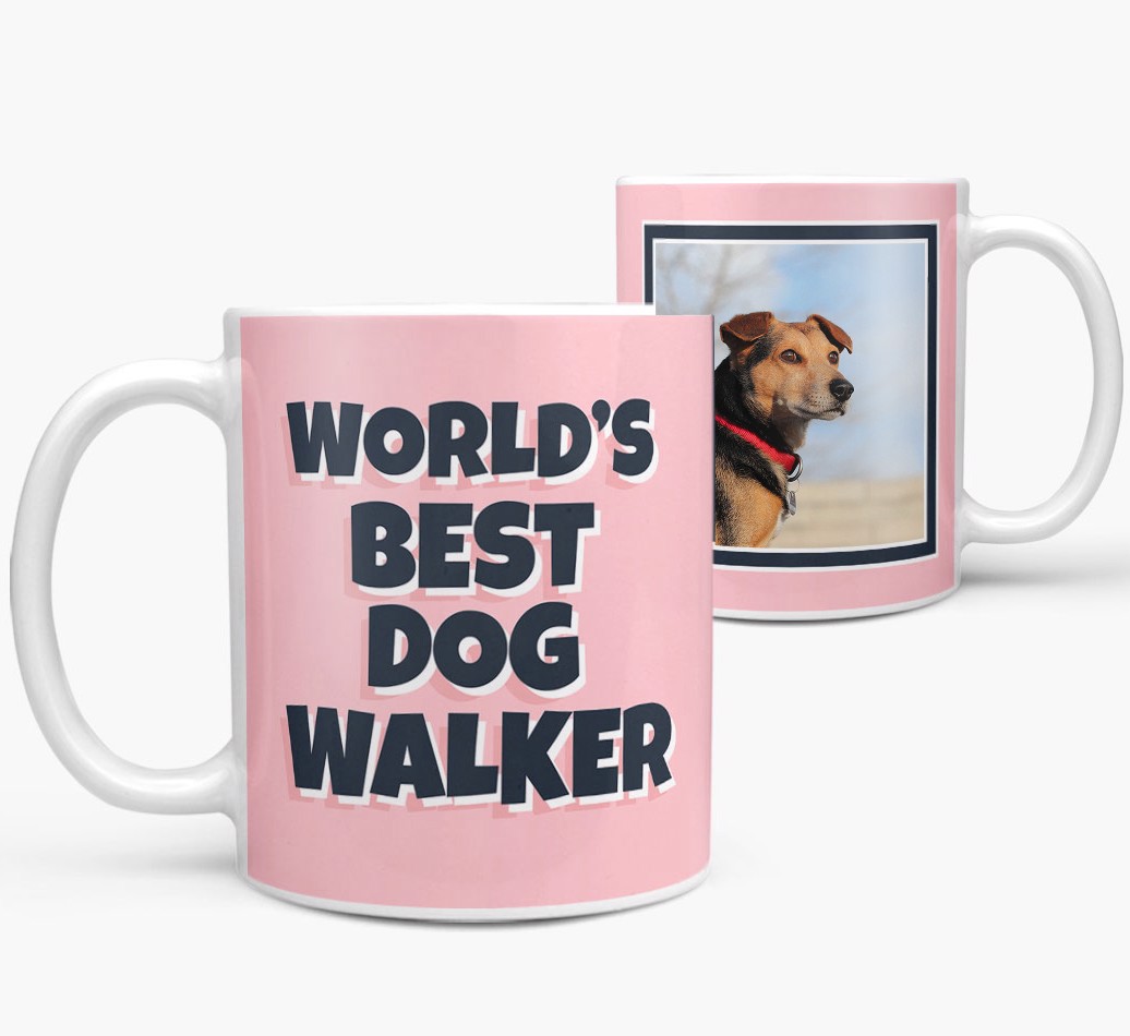 'World's Best Dog Walker' - {breedFullName} Photo Upload Mug - side view