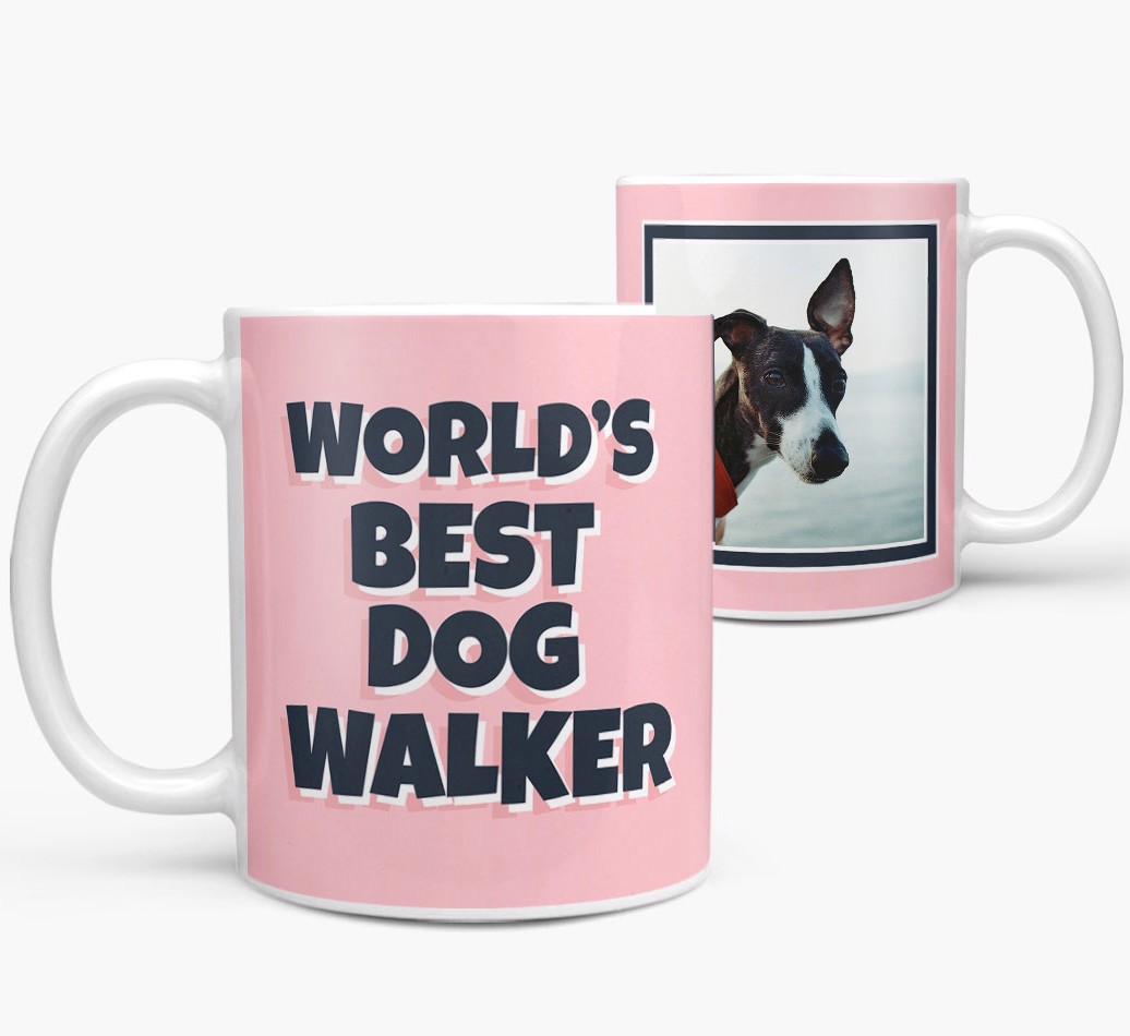 'World's Best Dog Walker' - {breedFullName} Photo Upload Mug - side view