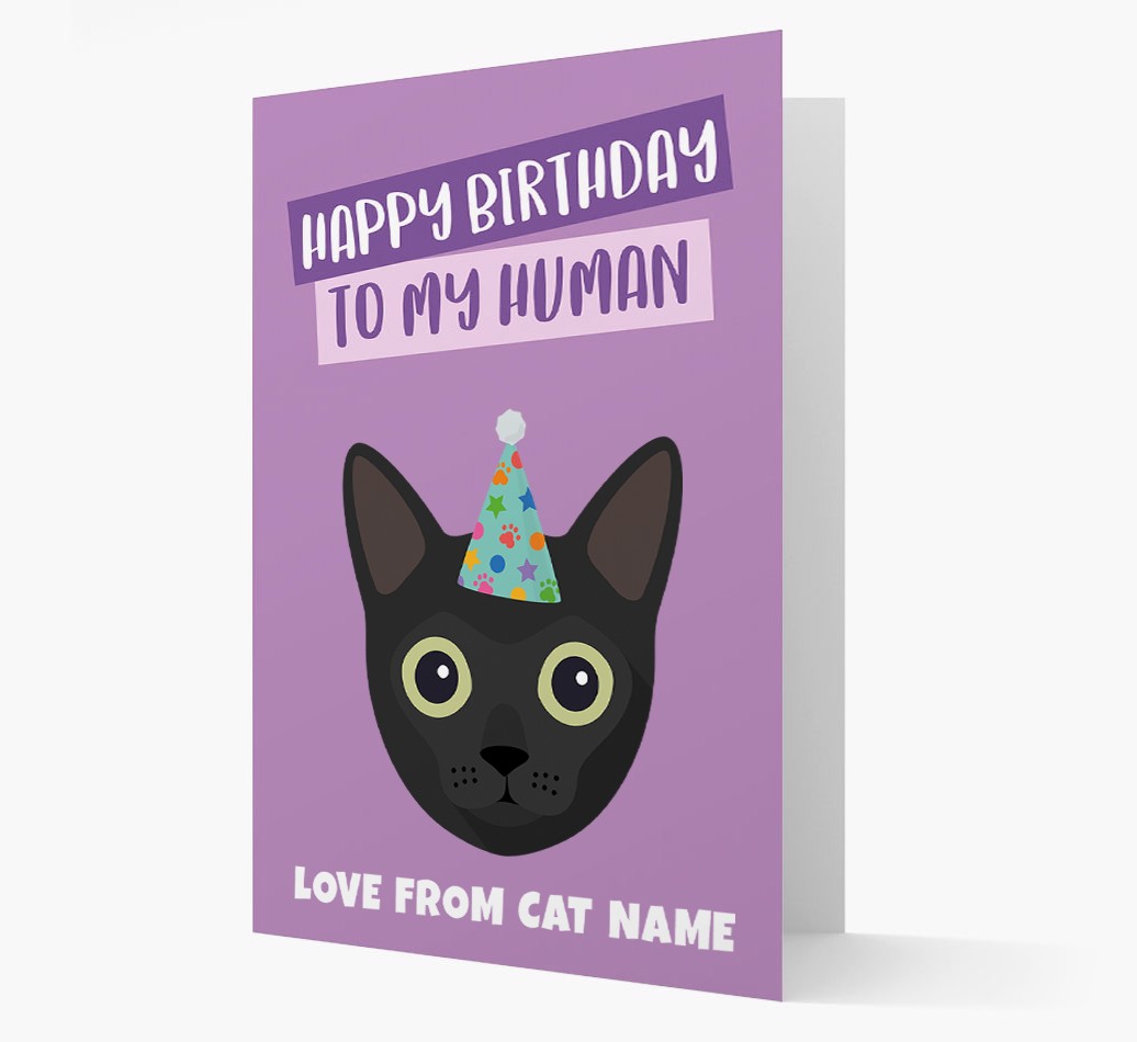 'Happy Birthday to My Human' - Personalised {breedCommonName} Card front