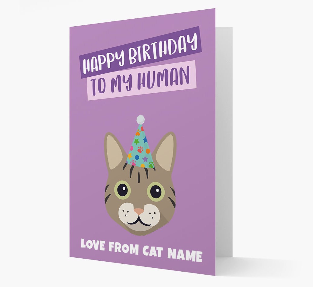 'Happy Birthday to My Human' - Personalised {breedCommonName} Card front