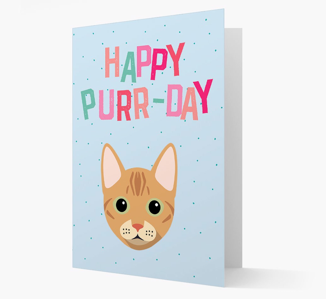 'Happy Purr-Day' - Personalized {breedCommonName} Card front