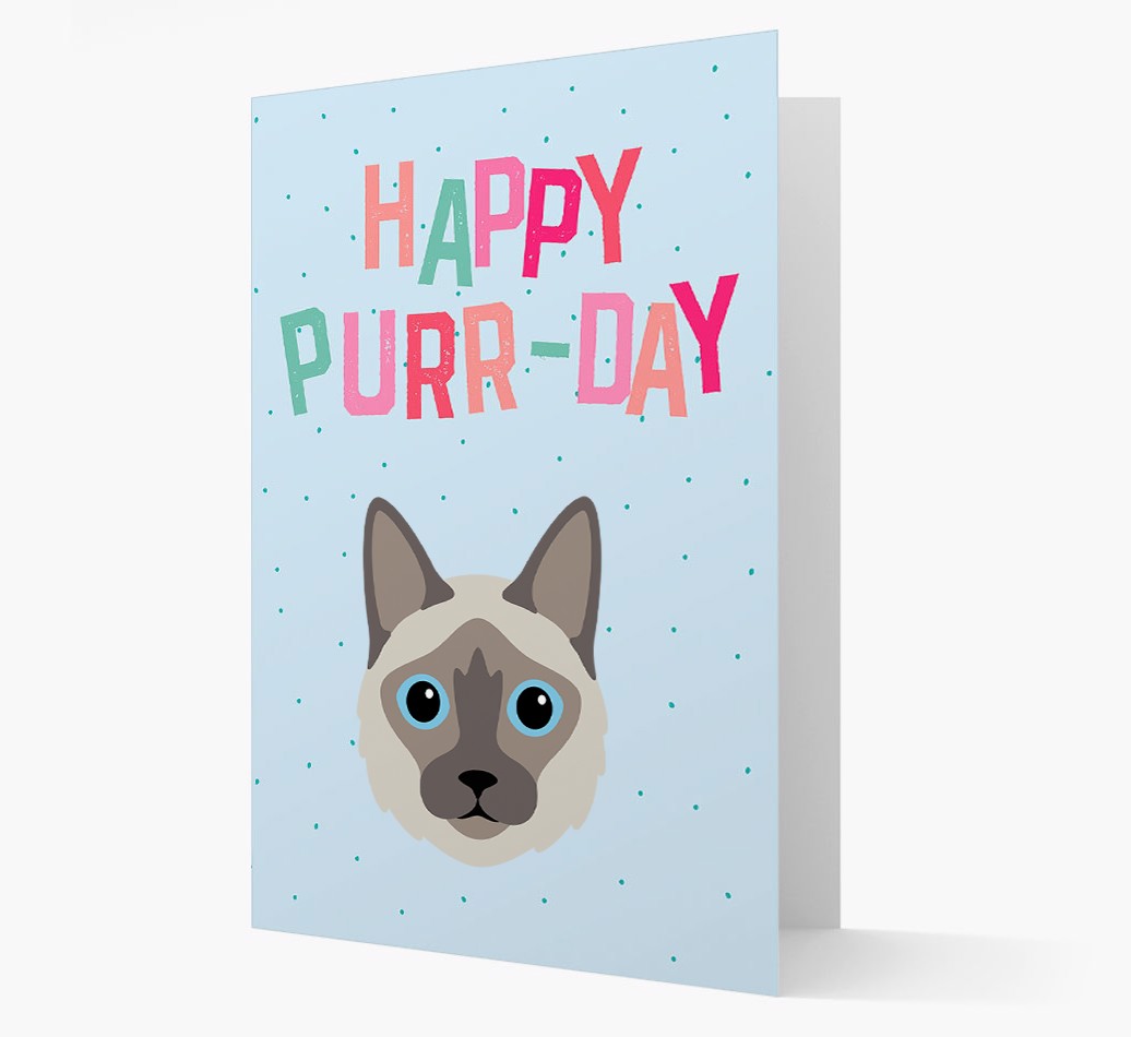'Happy Purr-Day' - Personalised {breedCommonName} Card front