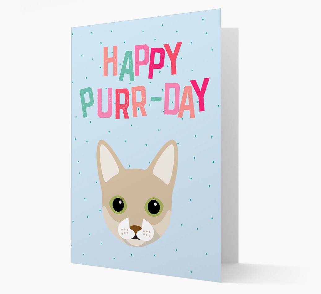 'Happy Purr-Day' - Personalized {breedCommonName} Card front
