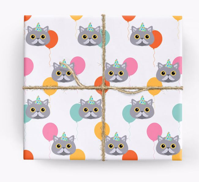 'Birthday Balloons' - Personalised {breedFullName} Wrapping Paper