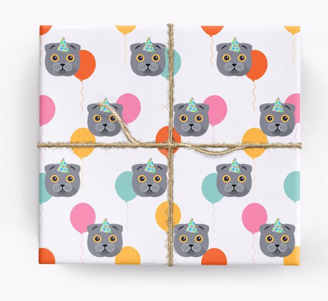 'Birthday Balloons' - Personalized {breedFullName} Wrapping Paper