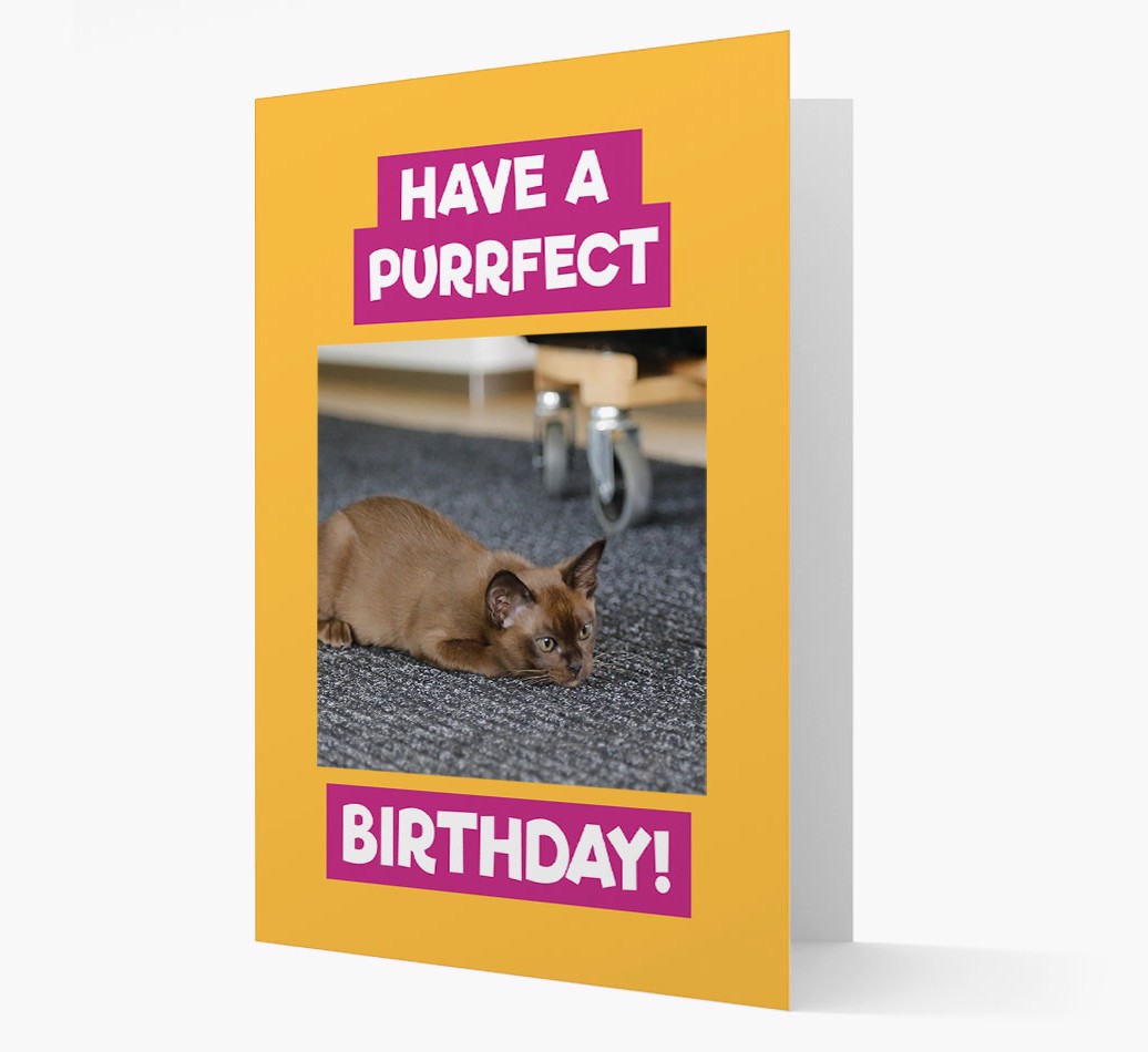 'Have a Purrfect Birthday' - Personalised {breedCommonlName} Card - Front
