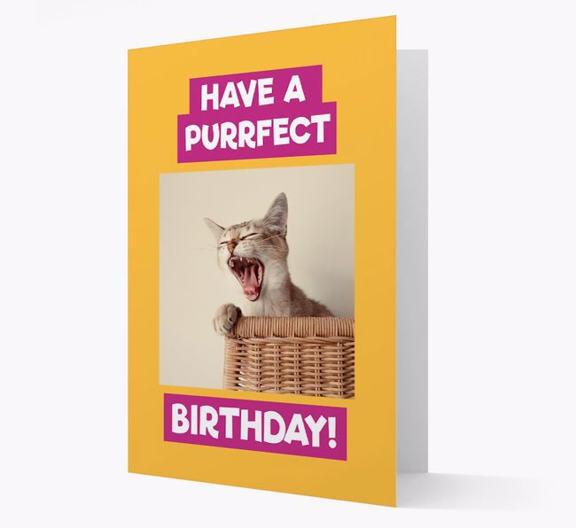 'Have a Purrfect Birthday' - {breedCommonName} Photo Upload Card