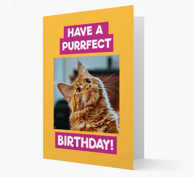 'Have a Purrfect Birthday' - {breedCommonName} Photo Upload Card