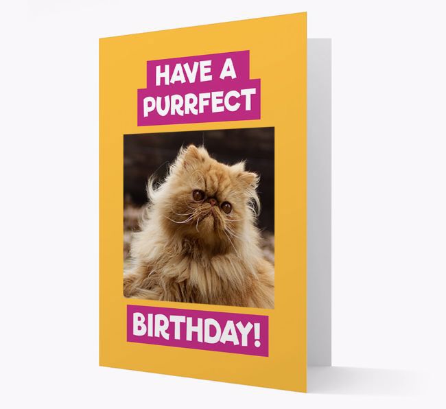'Have a Purrfect Birthday' - {breedCommonName} Photo Upload Card