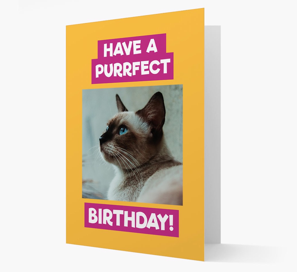 'Have a Purrfect Birthday' - Personalized {breedCommonlName} Card - Front