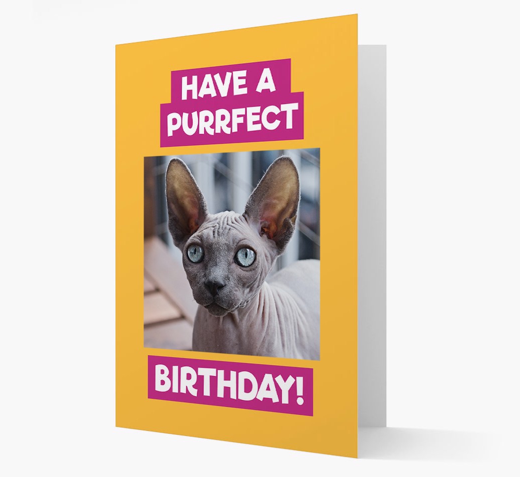 'Have a Purrfect Birthday' - Personalized {breedCommonlName} Card - Front