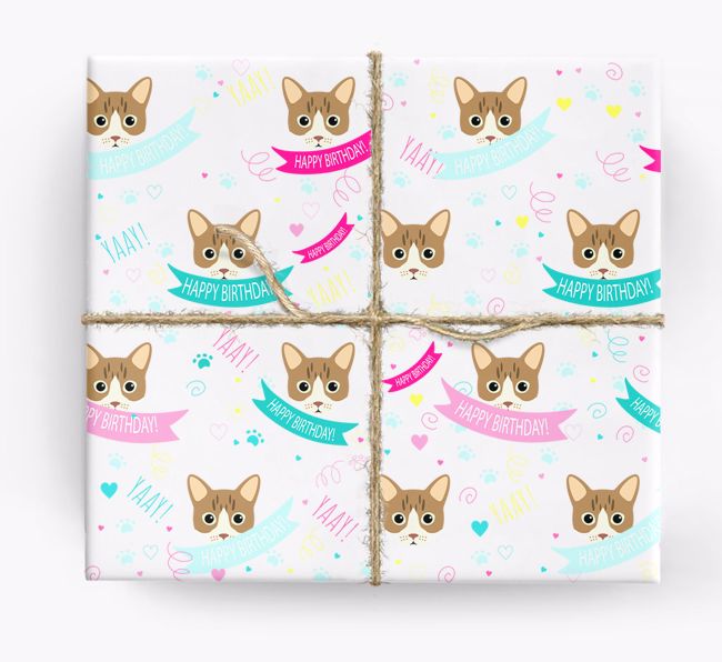 'Happy Birthday (Ribbons)' - Personalized {breedFullName} Wrapping Paper