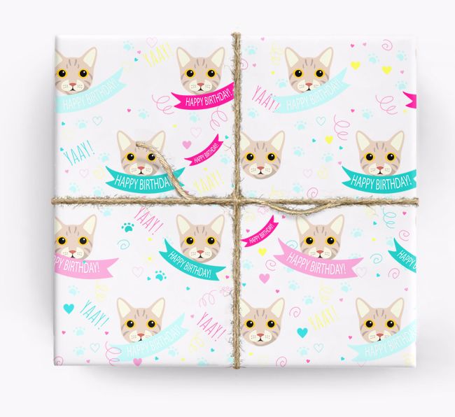 'Happy Birthday (Ribbons)' - Personalized {breedFullName} Wrapping Paper