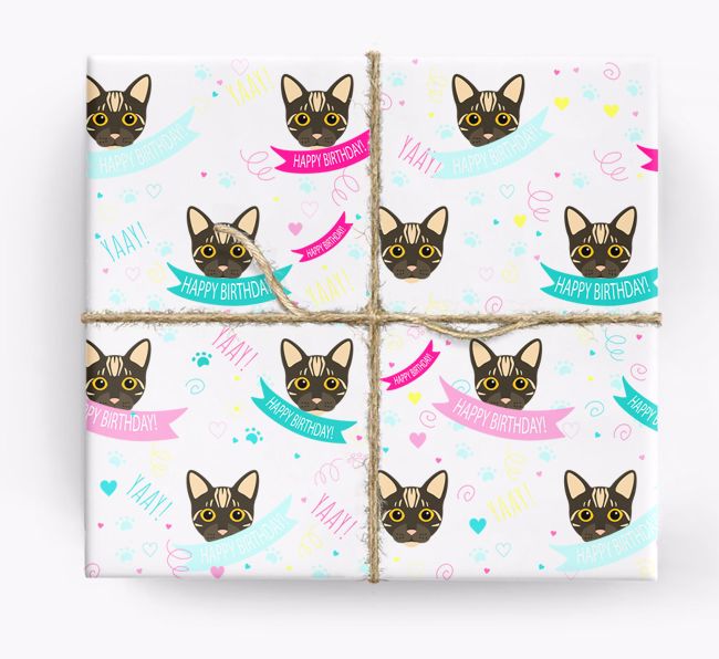 'Happy Birthday - Ribbons' - Personalised {breedFullName} Wrapping Paper