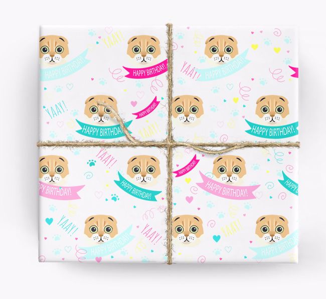 'Happy Birthday - Ribbons' - Personalised {breedFullName} Wrapping Paper