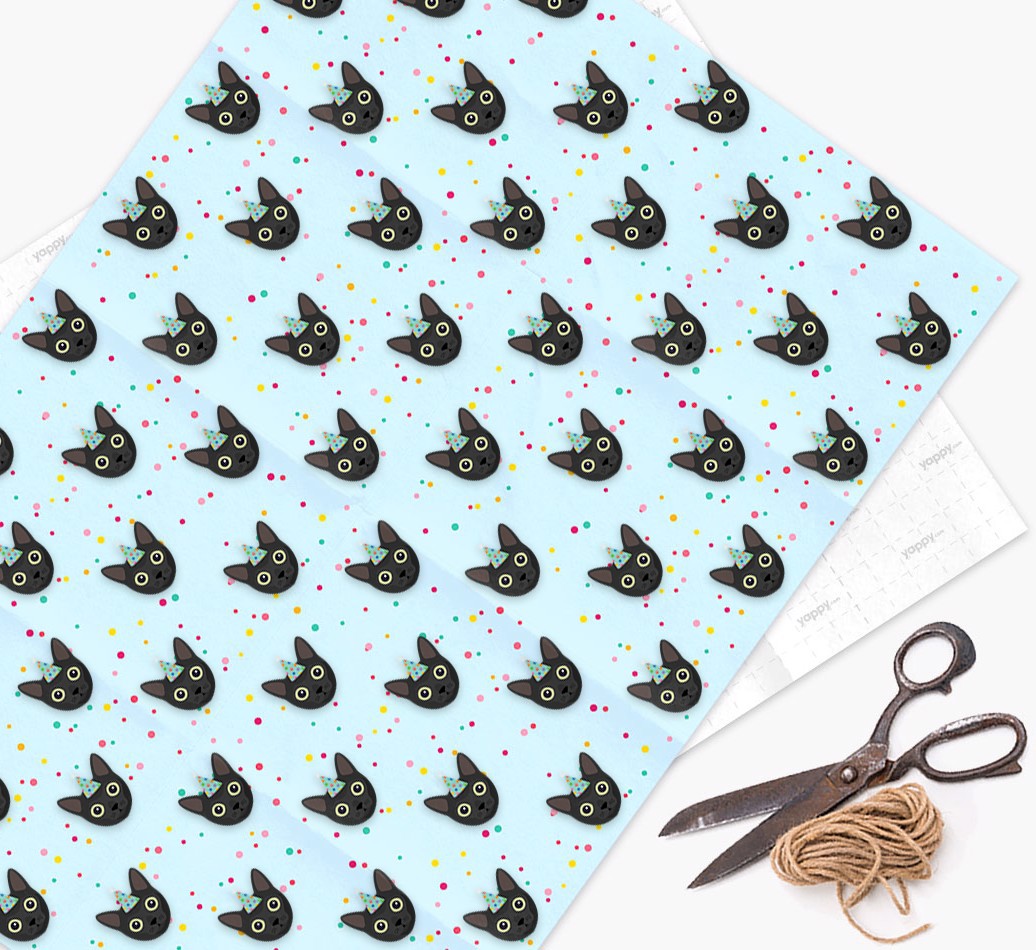 'Birthday Confetti' - Personalized {breedCommonName} Wrapping Paper - flat