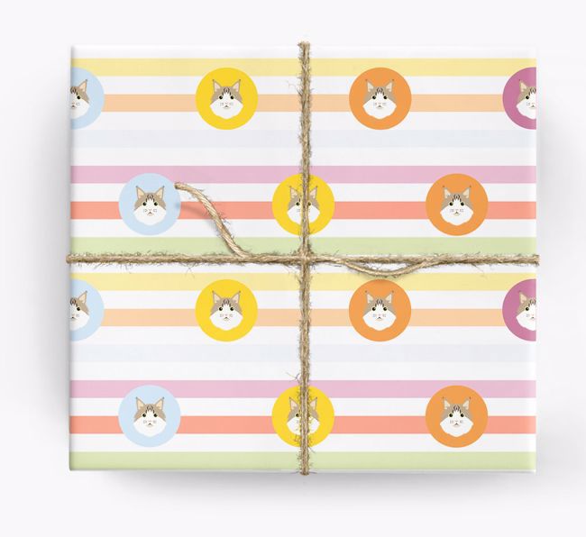 'Colorful Stripes & Circles' - Personalized {breedFullName} Wrapping Paper