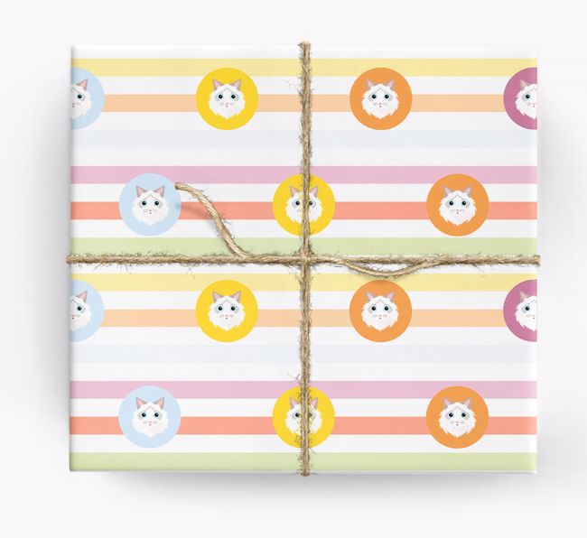 'Colourful Stripes & Circles' - Personalised {breedFullName} Wrapping Paper
