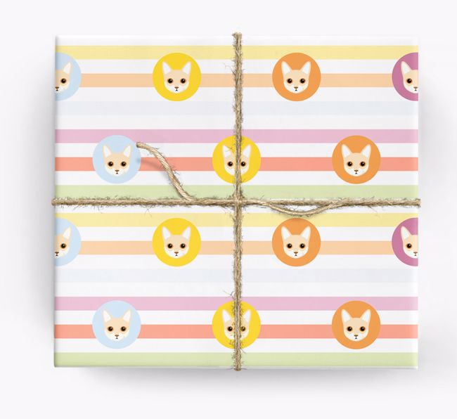 'Colorful Stripes & Circles' - Personalized {breedFullName} Wrapping Paper