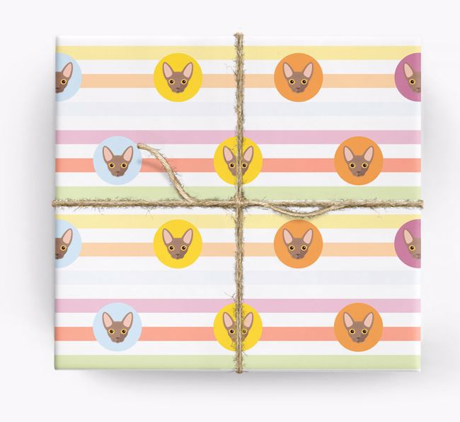 'Colourful Stripes & Circles' - Personalised {breedFullName} Wrapping Paper
