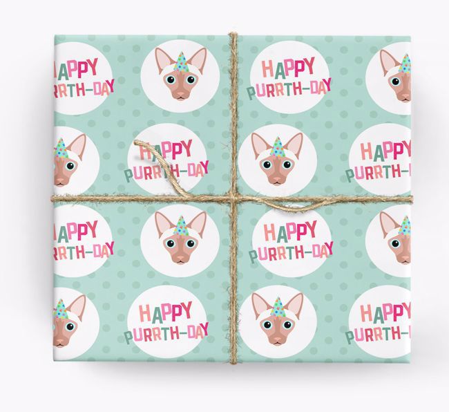'Happy Purrth-Day' - Personalised {breedFullName} Wrapping Paper