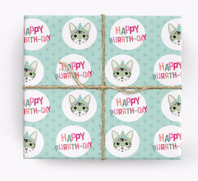 'Happy Purrth-Day' - Personalised {breedFullName} Wrapping Paper