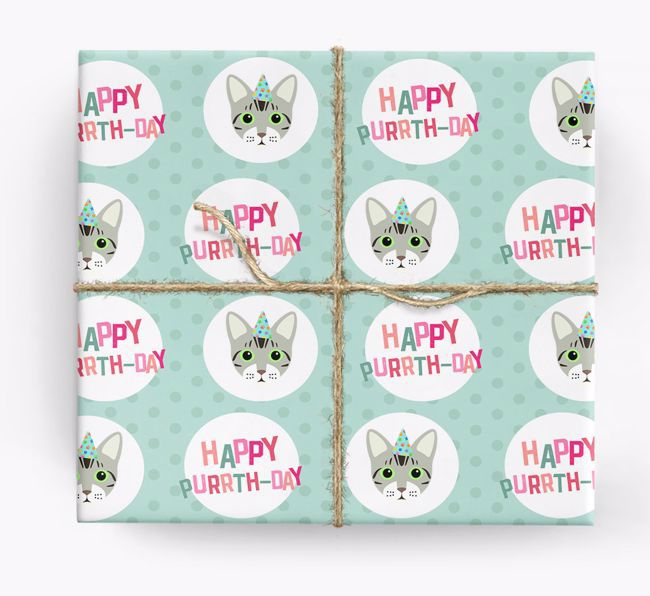 'Happy Purrth-Day' - Personalized {breedFullName} Wrapping Paper