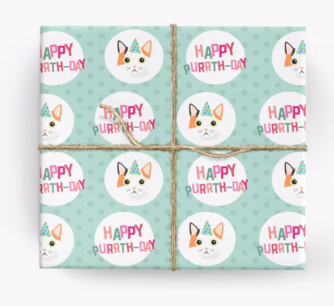 'Happy Purrth-Day' - Personalised {breedFullName} Wrapping Paper