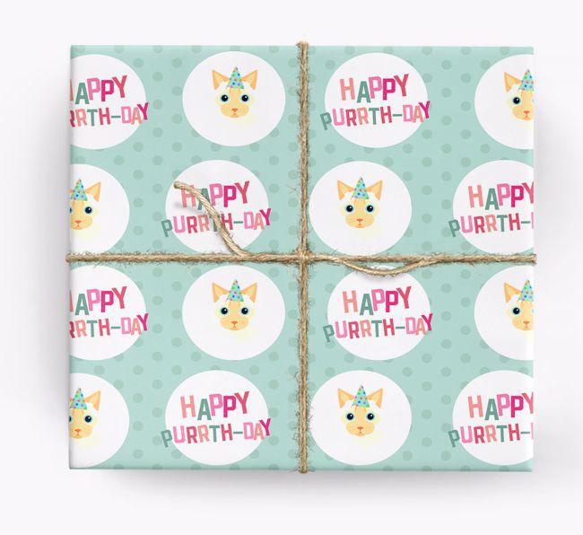 'Happy Purrth-Day' - Personalized {breedFullName} Wrapping Paper