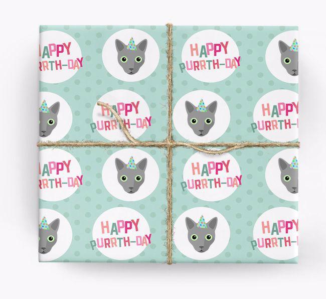 'Happy Purrth-Day' - Personalized {breedFullName} Wrapping Paper