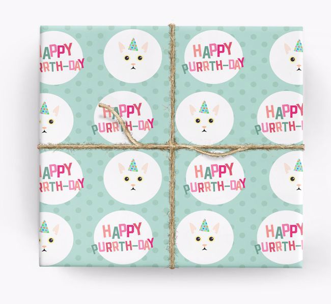 'Happy Purrth-Day' - Personalized {breedFullName} Wrapping Paper