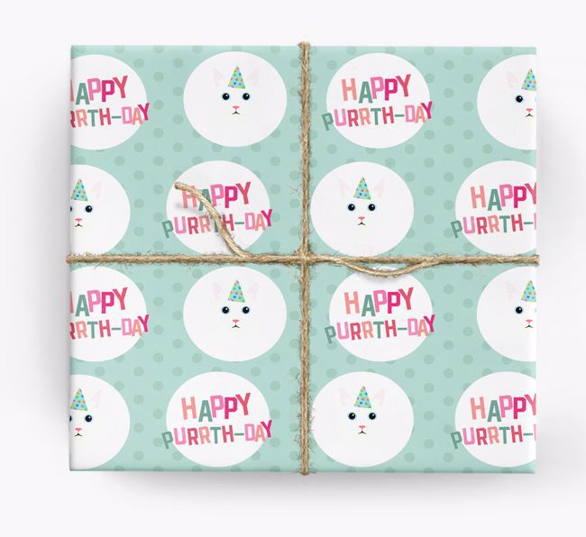 'Happy Purrth-Day' - Personalized {breedFullName} Wrapping Paper