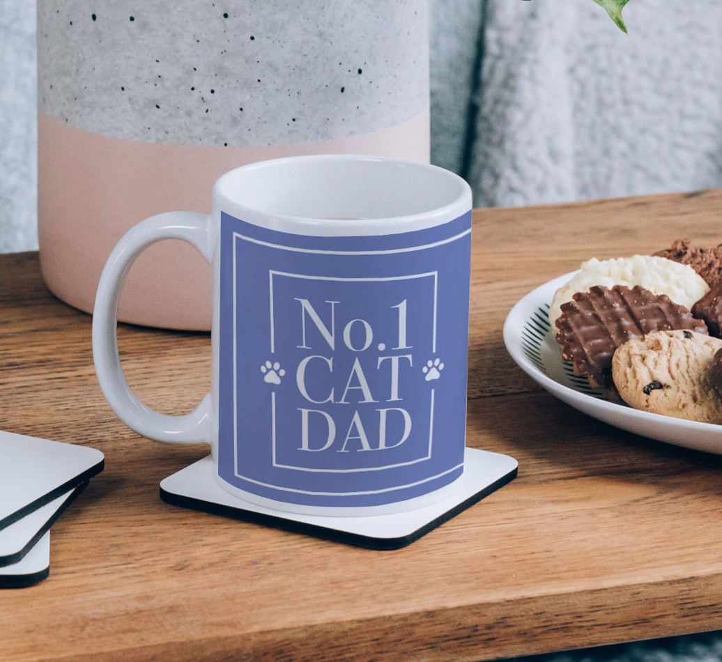 No.1 Dad: Personalized {breedCommonName} Mug - on a coffee table